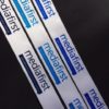 White SAtin Printed Ribbon With Blue Print