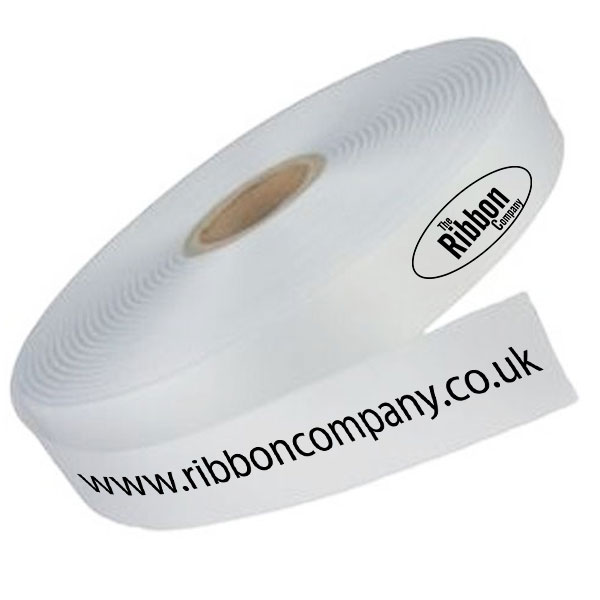 Double faced satin ribbon Bright White printed