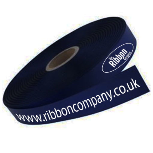 Navy Blue Logo Printed Ribbon The Ribbon Company