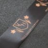 Black Satin Ribbon With Rose Gold Printed Logo Black Satin Ribbon With Rose Gold Printed Logo