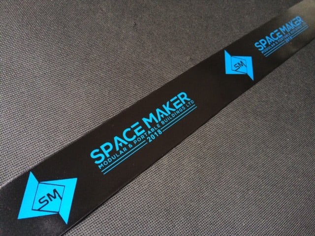 Black Printed Ribbon With Cyan Blue Printed Logo Black Printed Ribbon With Cyan Blue Printed Logo