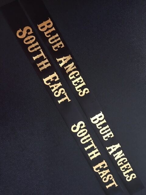 Black Printed Ribbon With Metallic Gold Printed Logo Black Printed Ribbon With Metallic Gold Printed Logo