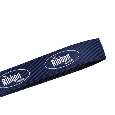 Branded Grosgrain Screen Printed Ribbon Navy Code 680