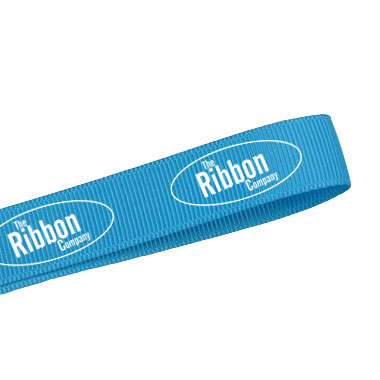 Branded Grosgrain Screen Printed Ribbon Turquoise code 635