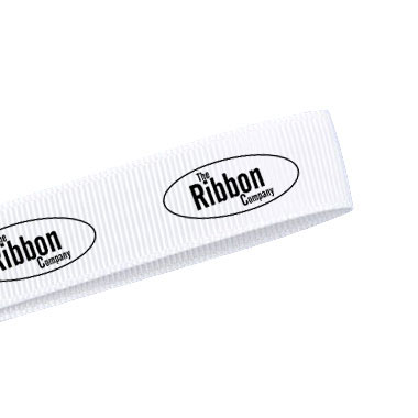 Branded Grosgrain Screen Printed Ribbon White code 910