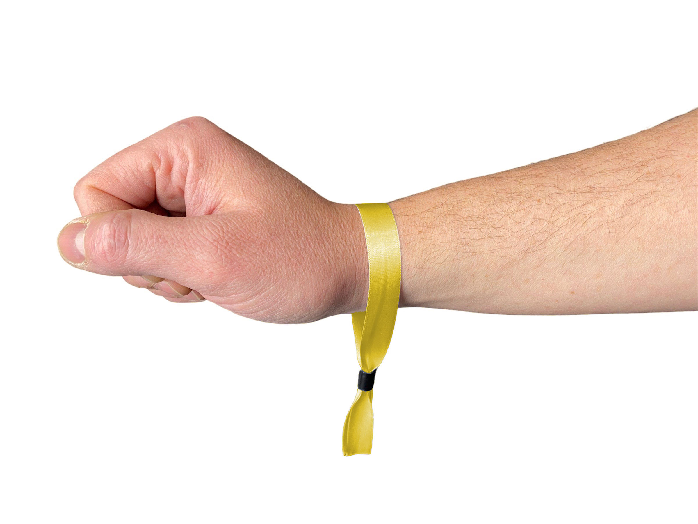 Yellow Festival Wristbands Available Plain or Branded with Text